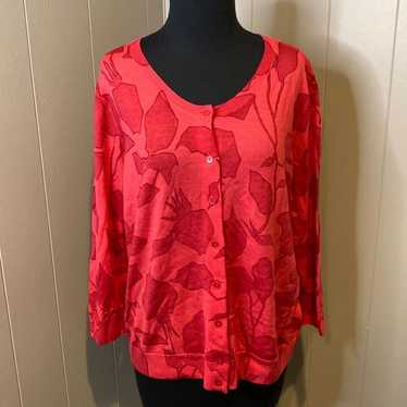 Talbots Extra Large Petite Red Floral Button Merin