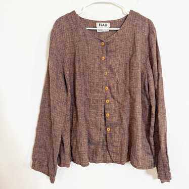 Flax Linen Button Down Long Sleeve Shirt