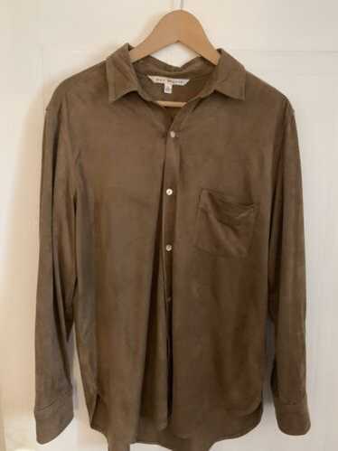 Max Studio Sophie Button Up Faux Suede Tan Long Sl