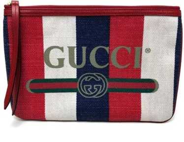 GUCCI Clutch Bag Logo Baiadera Sylvie Stripe Canva