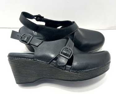 DANSKO VINNIE Black Leather Slingback Platform Clo