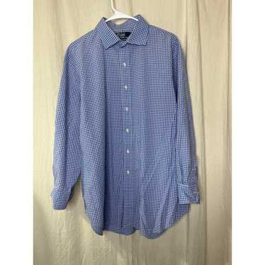 1990s Polo Ralph Lauren Regent Blue Gingham Plaid… - image 1