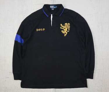 Vintage Ralph Lauren Lion Rugby Polo Black Crest … - image 1
