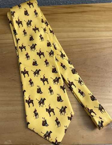 VINTAGE Polo Ralph Lauren Tie Polo Horse Pony Yel… - image 1