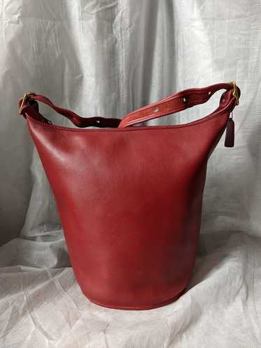 COACH Old Coach 9085 Red Leather Bucket Shoulder Bag Made in