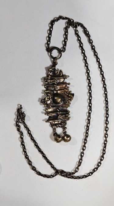 【ヴィンテージ】pentti sarpaneva ネックレス　ブロンズ　ロング フィンランドヴィンテージアクセサリー Pentti Sarpaneva