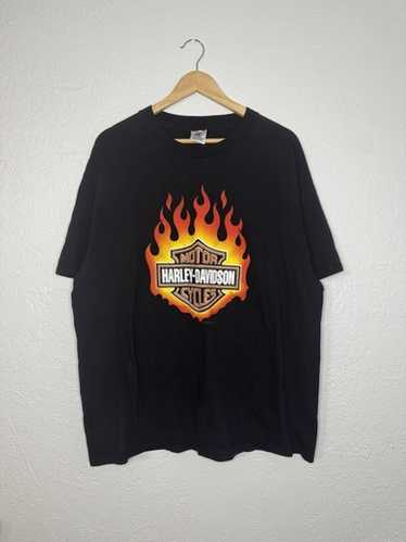 レア 古着 90s Harley Davidson Tiger Fire Flame Tee Black XL
