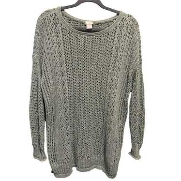 Chico's Crocheted Sweater Women's Size M Or 12 Gre