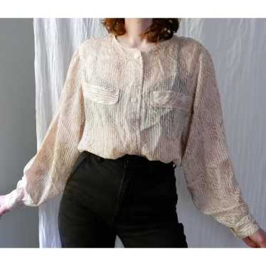 80s sheer abstract pattern blouse (L) | Used, Sec… - image 1