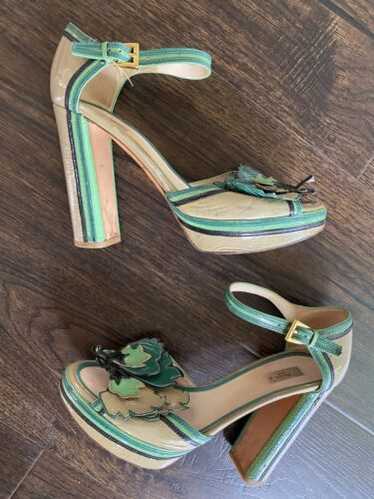 【本物保証】 Prada flower leather sandals - Gem 靴