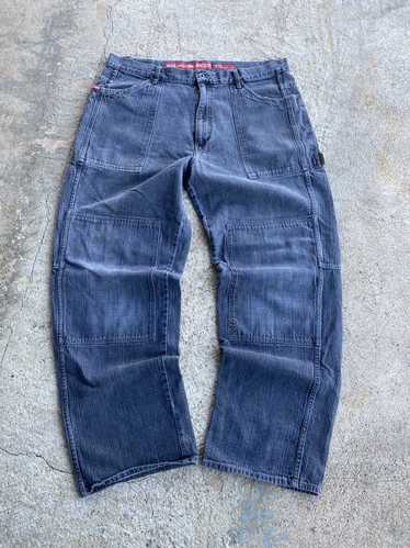 90s ECKO UNLTD デニム JNCO KIKWEAR Y2K Ecko Unltd jeans, shiny, silver, metallic vintage baggy