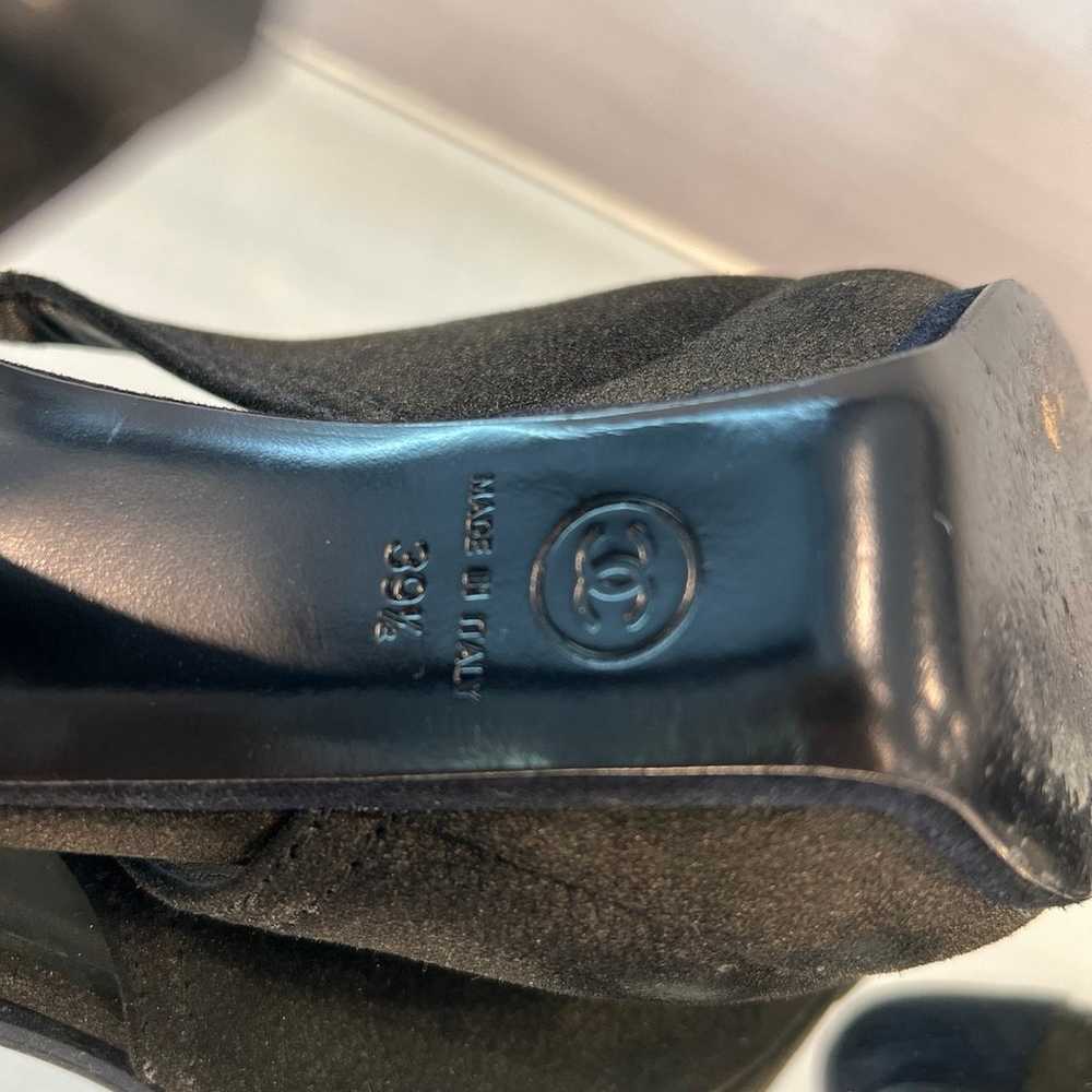 CHANEL ネイビー ツイード エナメル ハイヒール CHANEL ネイビー ツイード エナメル ハイヒール