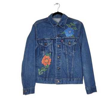 ジャケット・アウター 80s vintage flower denim jeans jacket Vintage 80s 90s Blue Denim Embroidered Jacket Size 14 XL