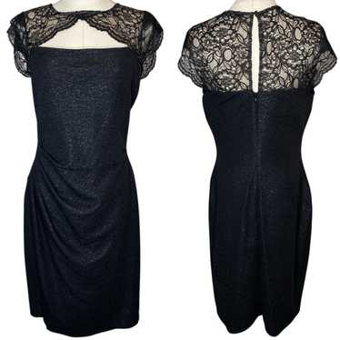 Kay Unger Ruched Cap Sleeve Sheath Dress Black Cut