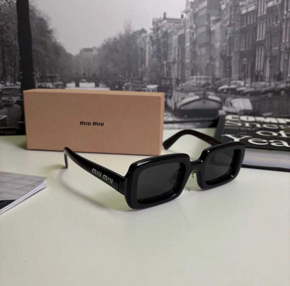 Miu Miu Miu Miu runway rectangle black sunglasses - image 1