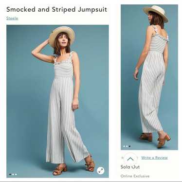 Anthropologie Gray Stripe Jumpsuit