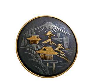 Vintage japanese damascene brooch - Gem