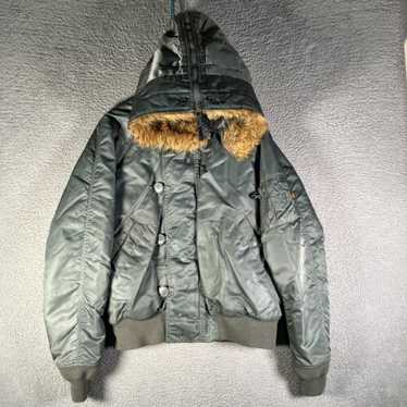 90S Usa Made Alpha N-2B Flight Jacket Short Length Khaki Fur