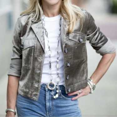 Cabi Sunday Topper Velvet Jacket In Brown Grey Wom
