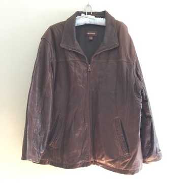 DANIER leather jacketブラウンS古着unisexグランパ焦茶 DANIER leather jacketブラウンS古着unisexグランパ焦茶（楽天
