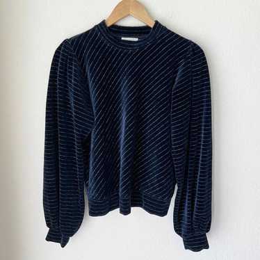 Ganni Blue Velvet Jersey Blouse - ShopStyle Tops