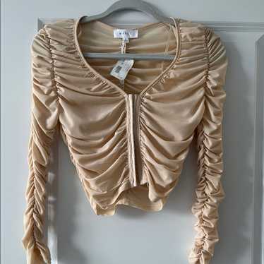 Ruched Cream Long Sleeve Top