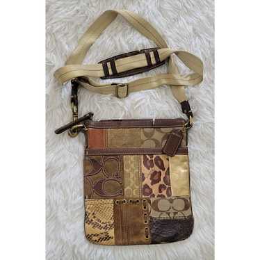 Vintage Coach Animal Print Patchwork Suede, Leather, Canvas