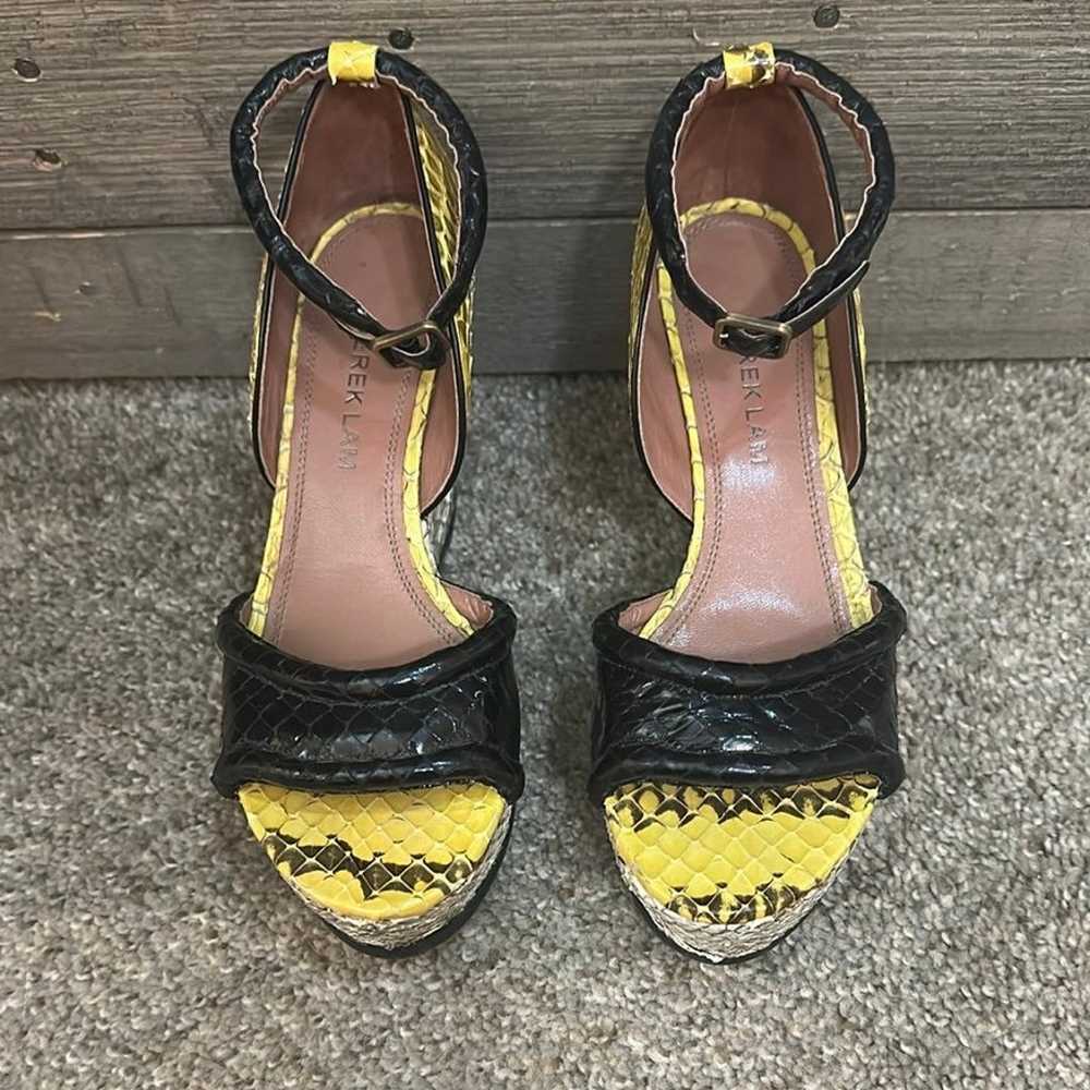 Derek Lam Bristol Python Colorblock Open-Toe Wedge - image 1