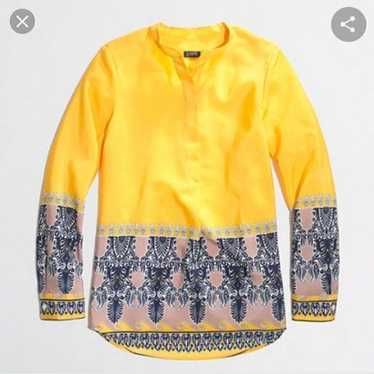 J. Crew Printed Draped Popover Top In Golden Yello