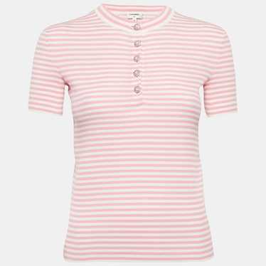 White Chanel Ribbed Knit Top Sleeveless CC Logo - Gem