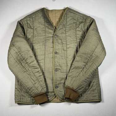 ジャケット・アウター vintage military liner jacket olive Olive Green Army Liner Quilted Coat w/ Twill Zipper