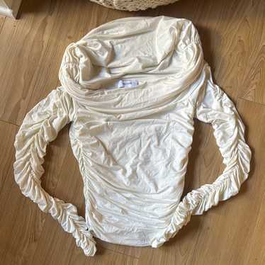 Cream Ruched Long Sleeve Top