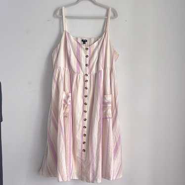 Torrid Linen Cotton Blend Button Up Striped Sleeve