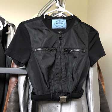 トップス prada FW1994 nylon vest archive Prada Vintage Archive Fall 1994 Black Nylon Zipper Multi
