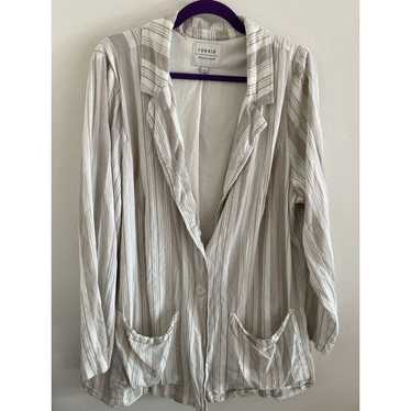 Torrid Blazer Womens 3x Striped Rayon Linen Blend 