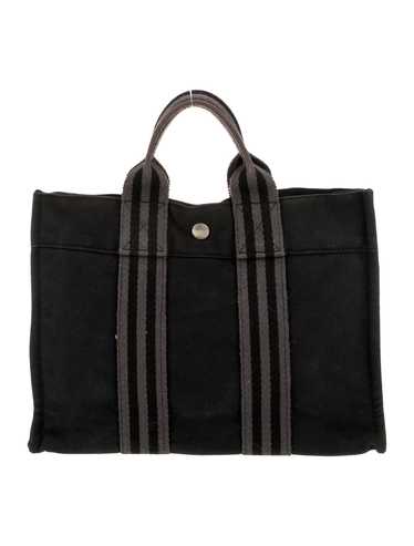 Hermès Top Handle Bag Black Canvas Palladium-Plate