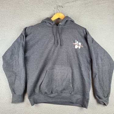 Trader Joes Hoodie Mens Large Gray Pullover Hibisc