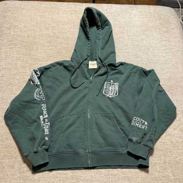 Youngla Yla Zip-Up Hoodie Medium Green Attack On T