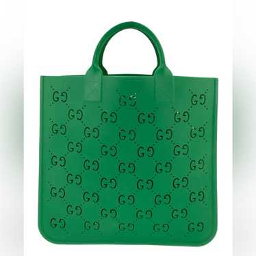 【GUCCI】Punching Monogram Rubber Square Tote Bag Camelia Gucci rubber tote bag - Gem