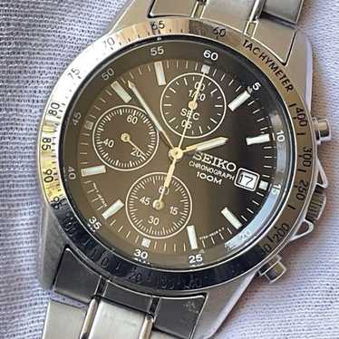 うえだしろう Seiko Chronograph 100m 7T92-0DW0 Quartz Analog Mens Watch