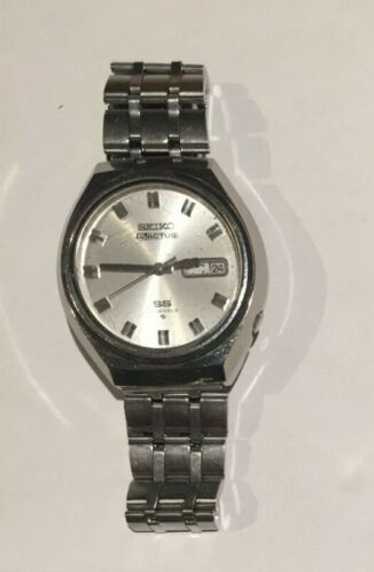 SEIKO 5ACTUS SS 23JEWELS 6106-8690 シルバー Seiko 5 Actus SS 6106-8690 Faceted Crystal Dark Blue