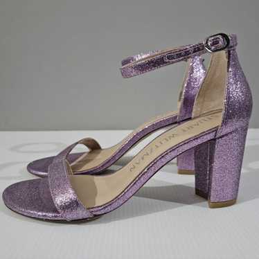Stuart Weitzman Nearlynude Sandal Rose Fine Glitte
