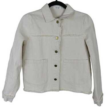 Mod Ref Frayed Hem Cream Jean Jacket - Women's Sma