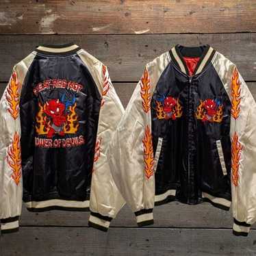 ジャケット・アウター Vintage Cream Soda Reversible Sukajan Vintage 1990's Japanese Classics Script Skull Sukajan