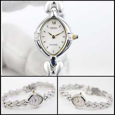 Seiko Exceline 1F20‑6B60 シルバー ゴールド Seiko Exceline Diamond 1F20-6B60 Vintage Women's Watch in