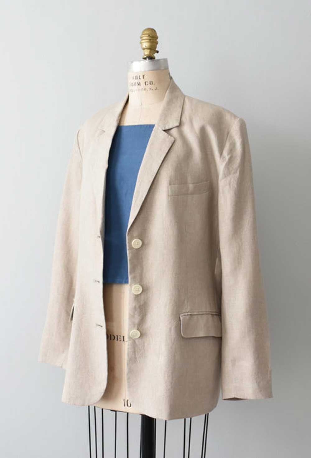 vintage linen blazer (l) - image 4