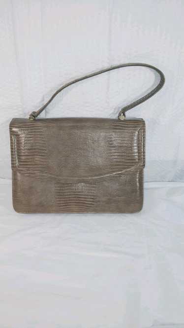 Vintage Lennox Tan Lizard Grained Leather Handbag/