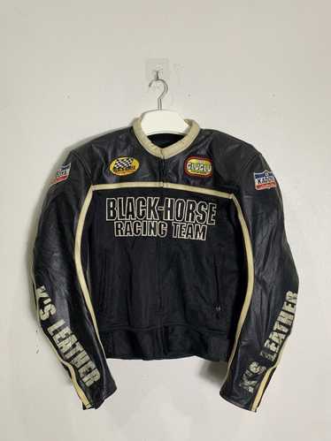 KADOYA BLACK HORSE RACING TEAM ジャケット L Kadoya K's Leather 'Blackhorse Racing Team' Armored Leather
