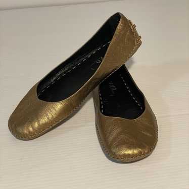 Taryn By Taryn Rose Gold Metallic Ballet Flats Dri