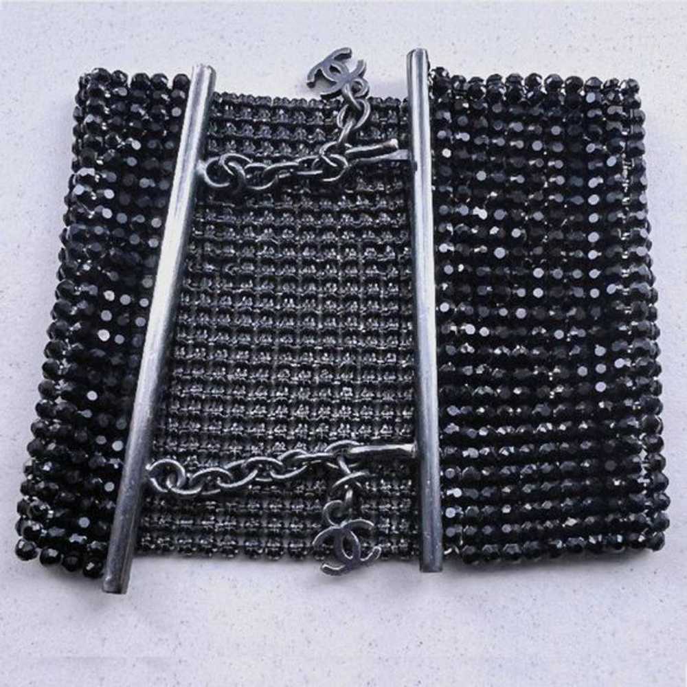 Vintage CHANEL Black Swarovski Crystal Mesh Bracelet 1998